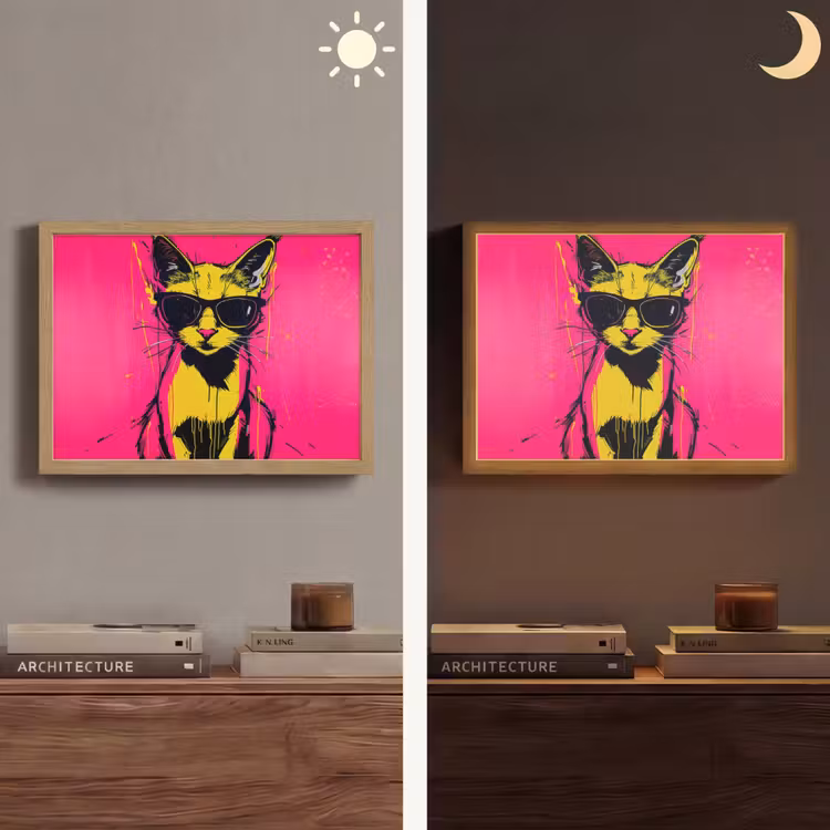 Lightbox - Wandlamp - Kat - Art - Zonnebril - Roze — 6