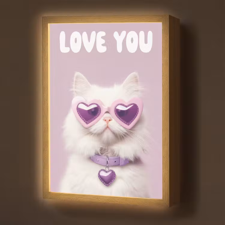 Lightbox - Wandlamp - Kat - Love - Paars - Valentijn — 1