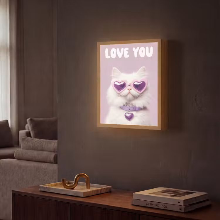 Lightbox - Wandlamp - Kat - Love - Paars - Valentijn — 2