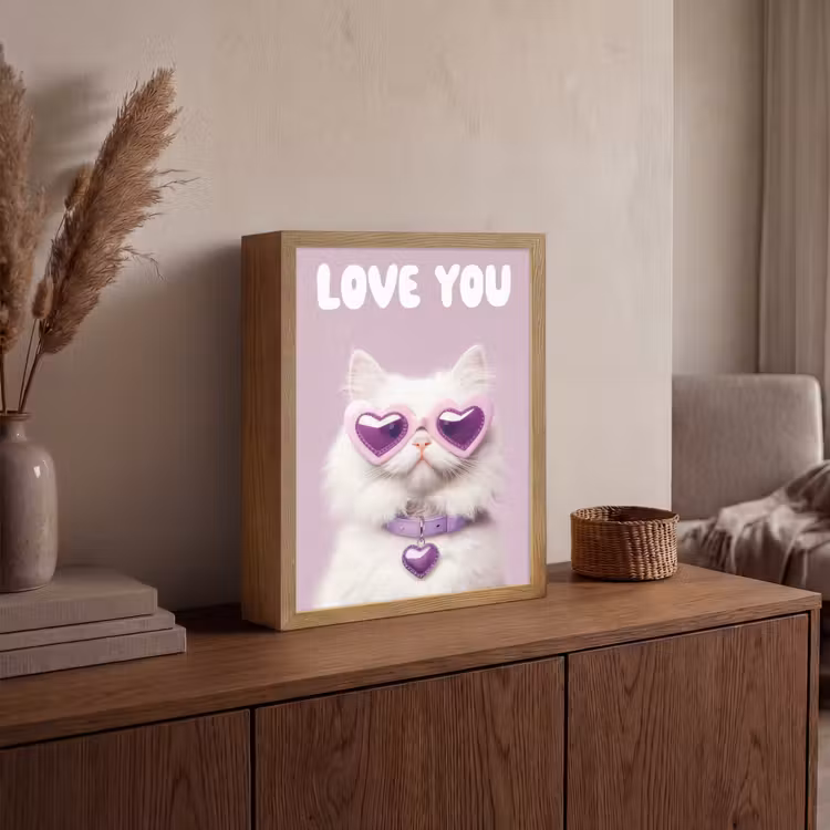Lightbox - Wandlamp - Kat - Love - Paars - Valentijn — 4