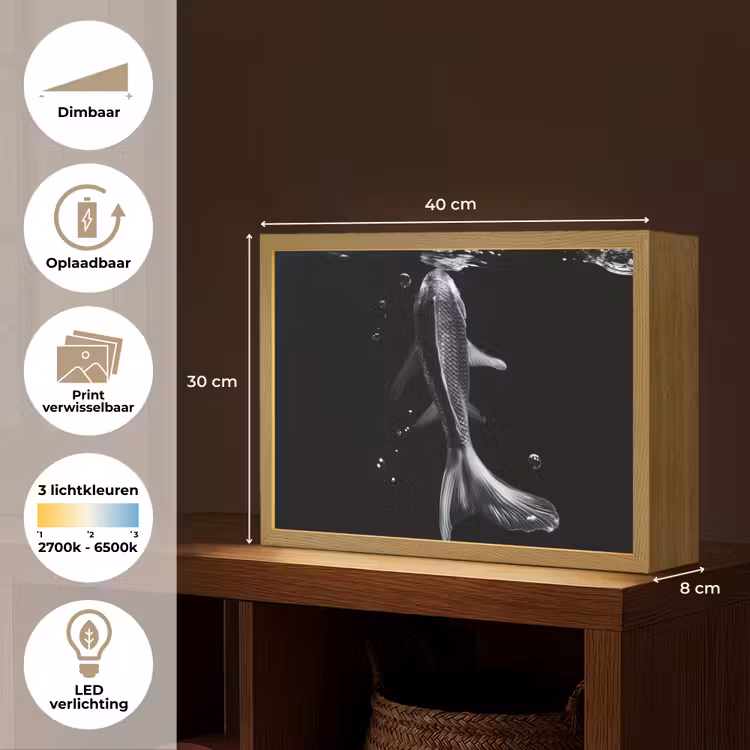 Lightbox - Wandlamp - Koi - Vissen - Water - Zwart — 10
