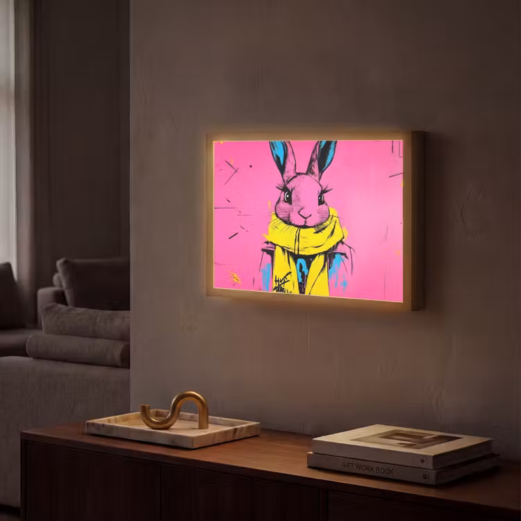 Lightbox - Wandlamp - Konijn - Felroze - Sjaal - Abstract — 2