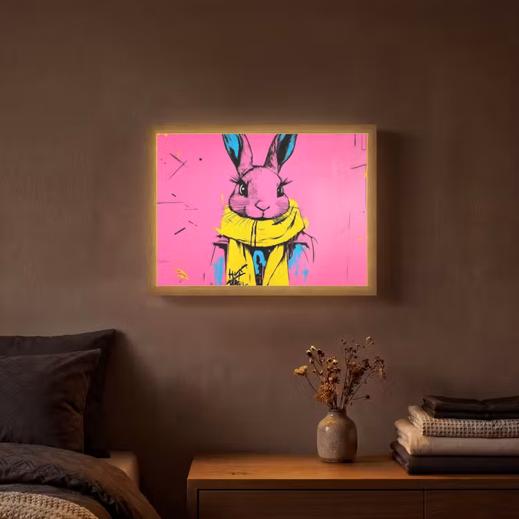 Lightbox - Wandlamp - Konijn - Felroze - Sjaal - Abstract — 3