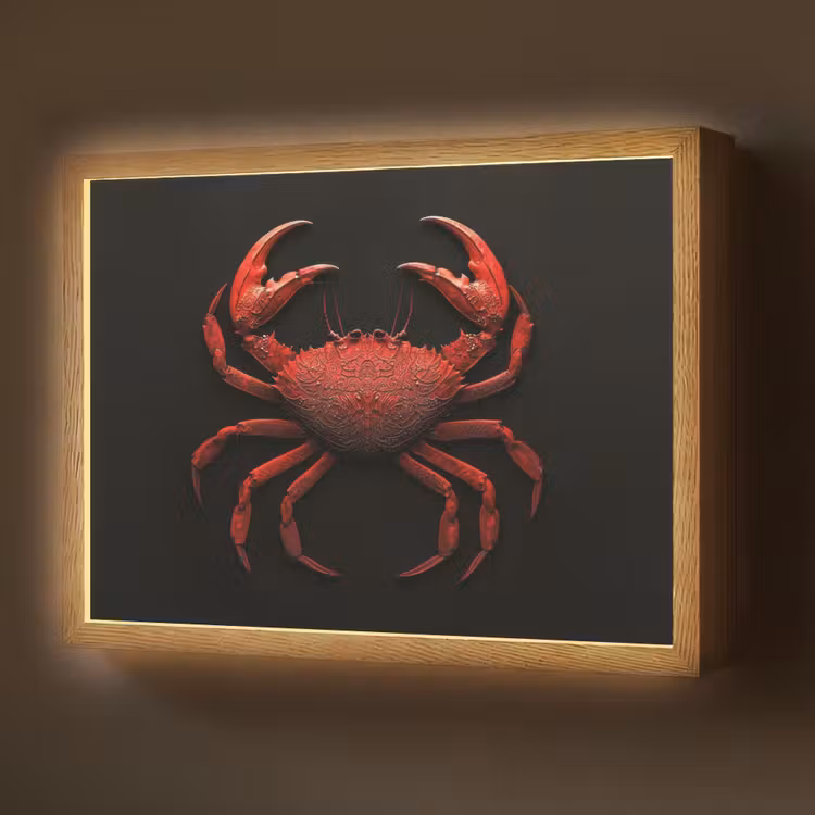 Lightbox - Wandlamp - Krab - Rood - Vissen - Schaaldieren — 1