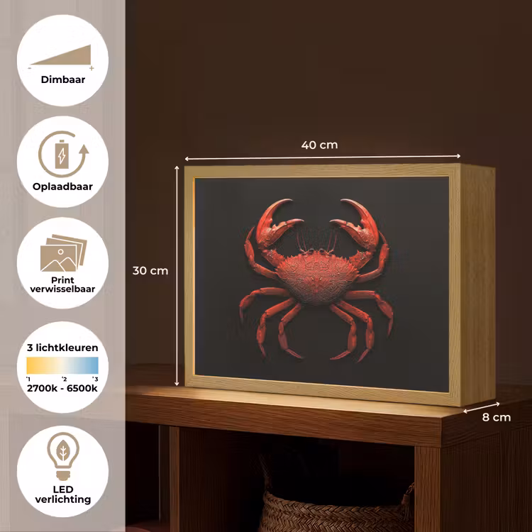 Lightbox - Wandlamp - Krab - Rood - Vissen - Schaaldieren — 10