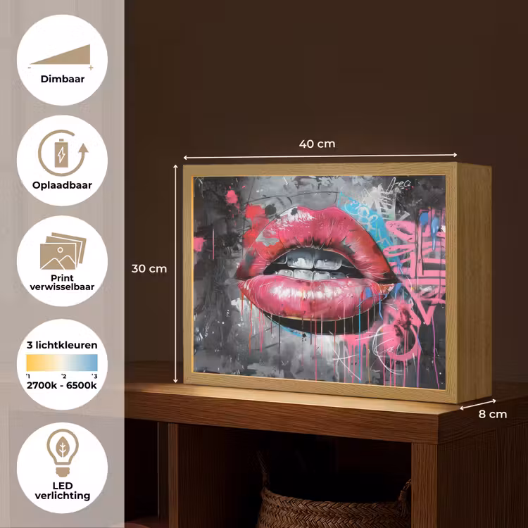 Lightbox - Wandlamp - Lippen - Felroze - Graffiti - Verfstrepen — 10