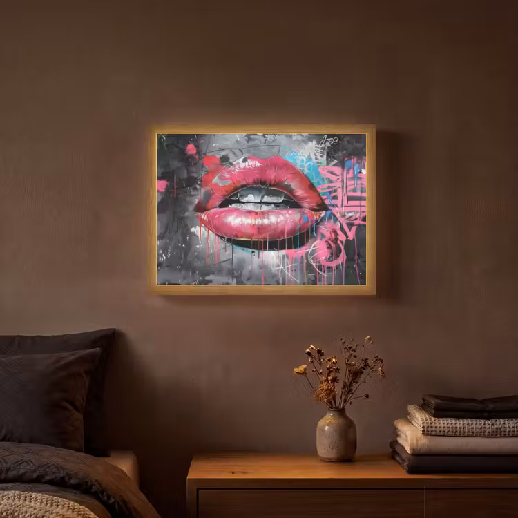 Lightbox - Wandlamp - Lippen - Felroze - Graffiti - Verfstrepen — 3