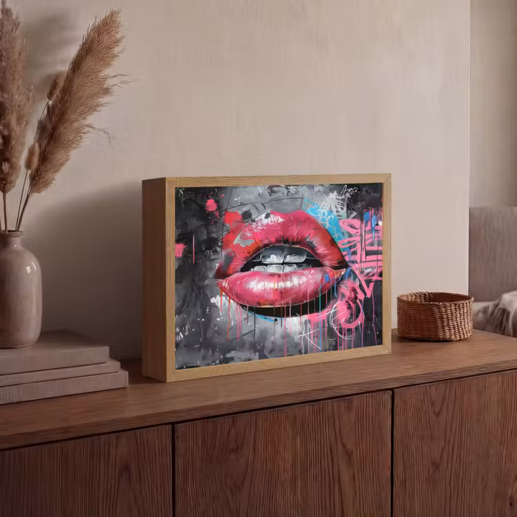 Lightbox - Wandlamp - Lippen - Felroze - Graffiti - Verfstrepen — 4