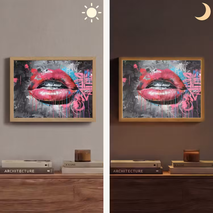 Lightbox - Wandlamp - Lippen - Felroze - Graffiti - Verfstrepen — 6