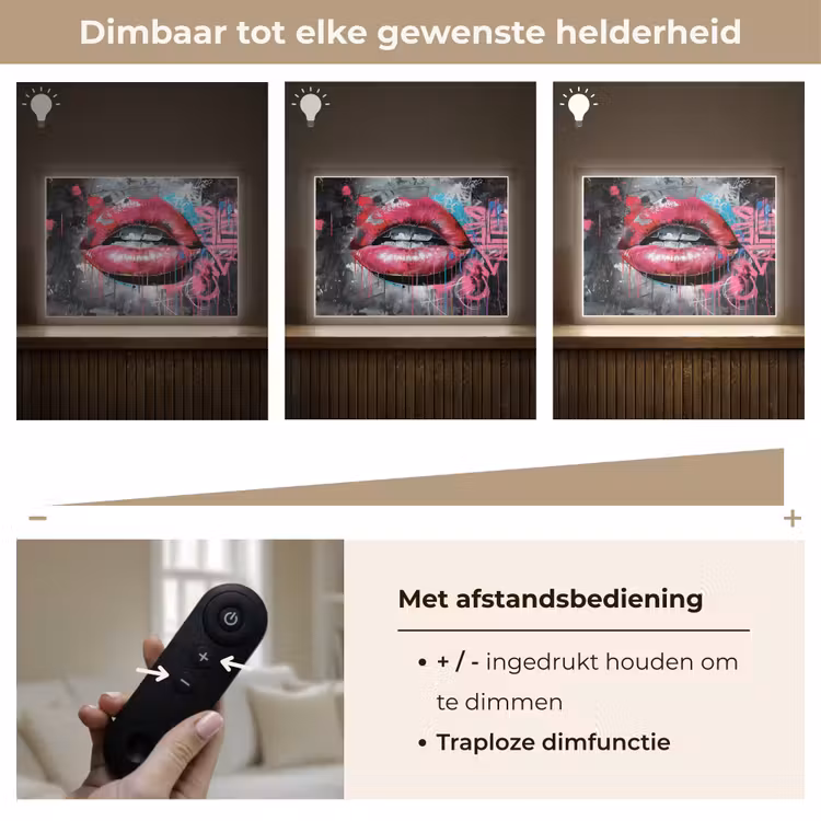 Lightbox - Wandlamp - Lippen - Felroze - Graffiti - Verfstrepen — 9