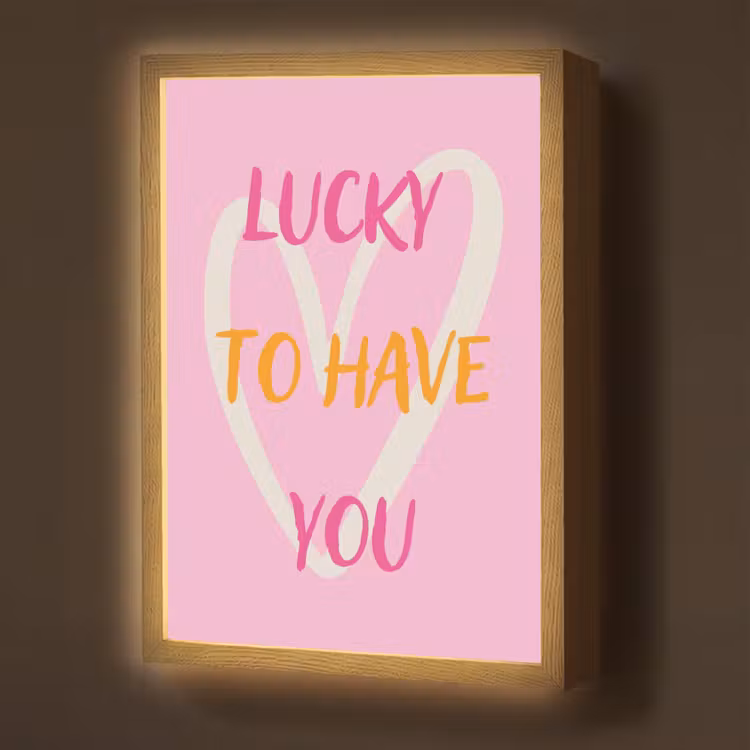 Lightbox - Wandlamp - Lucky - Love - Valentijn - Roze — 1