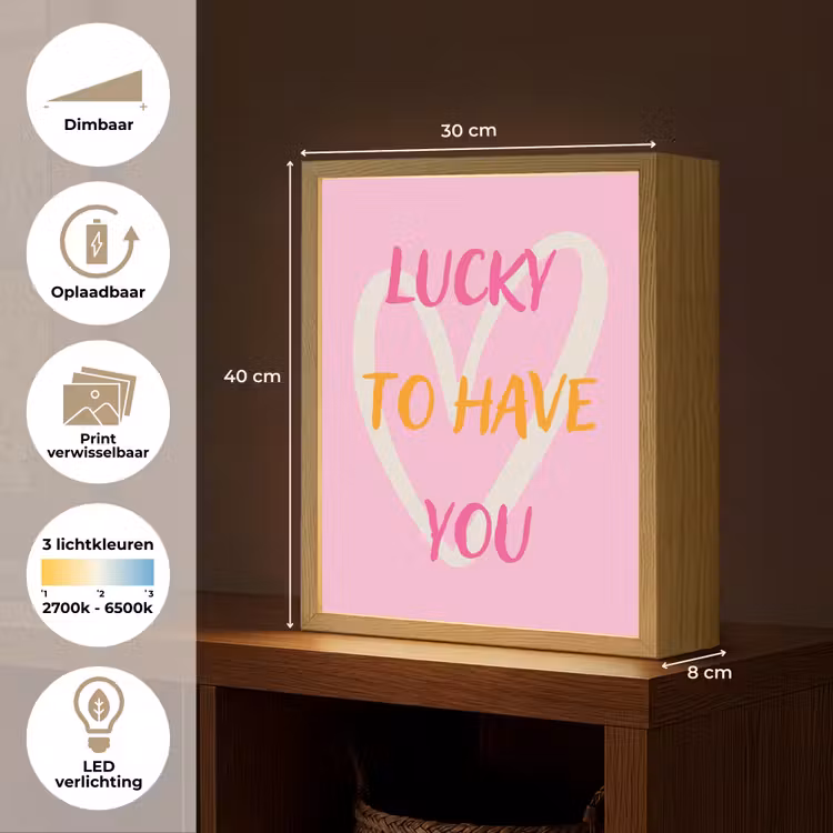 Lightbox - Wandlamp - Lucky - Love - Valentijn - Roze — 9
