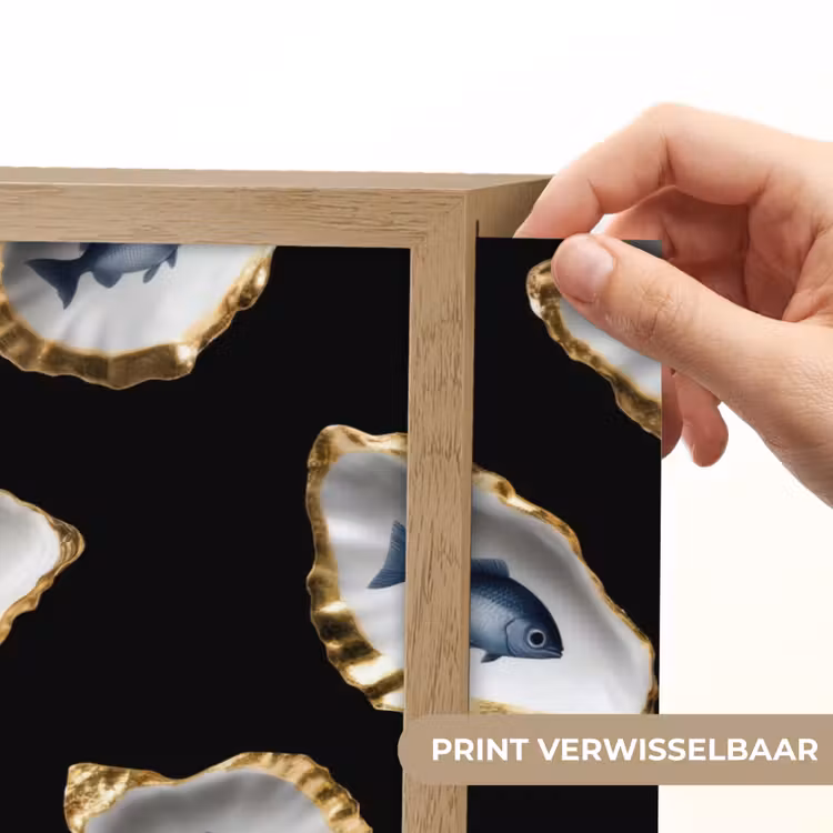 Lightbox - Wandlamp - Oesters - Vissen - Blauw - Goud — 5