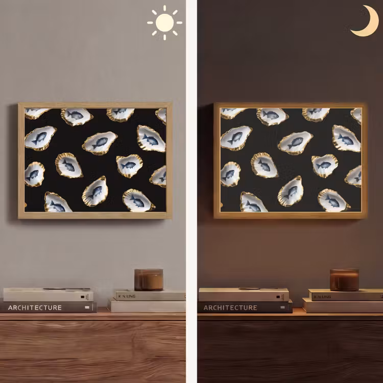 Lightbox - Wandlamp - Oesters - Vissen - Blauw - Goud — 6