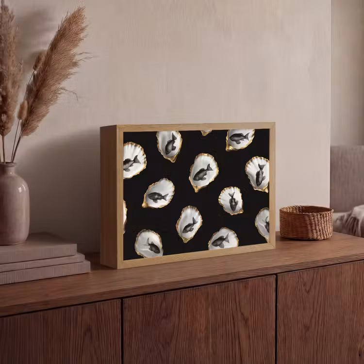 Lightbox - Wandlamp - Oesters - Zwart - Vissen - Goud — 4