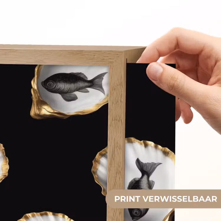Lightbox - Wandlamp - Oesters - Zwart - Vissen - Goud — 5
