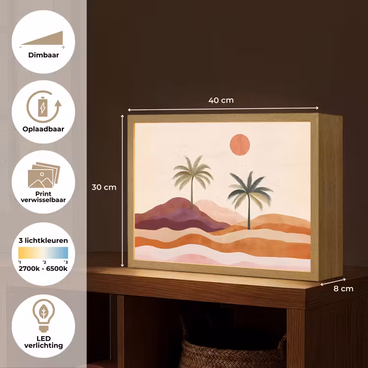 Lightbox - Wandlamp - Palmbomen - Abstract - Zon - Heuvels — 10