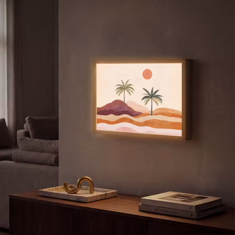 Lightbox - Wandlamp - Palmbomen - Abstract - Zon - Heuvels — 2