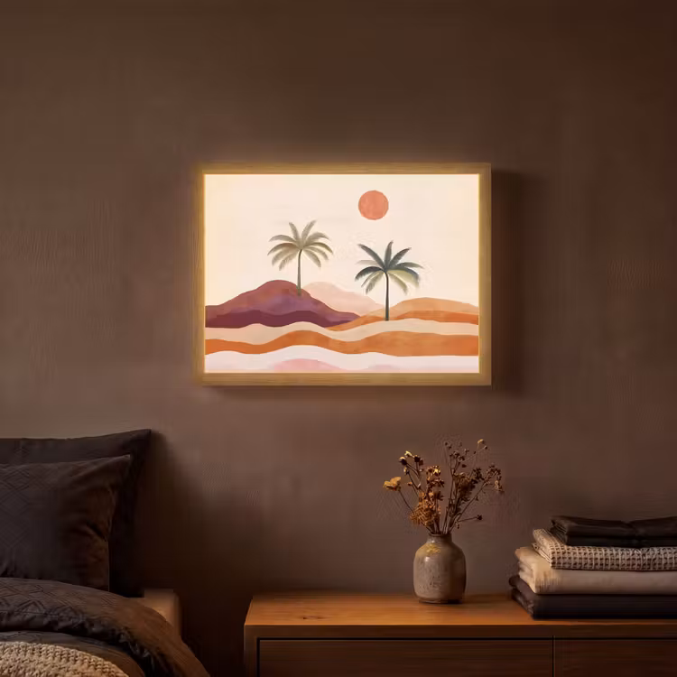 Lightbox - Wandlamp - Palmbomen - Abstract - Zon - Heuvels — 3