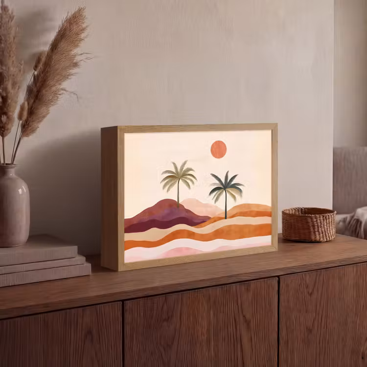 Lightbox - Wandlamp - Palmbomen - Abstract - Zon - Heuvels — 4