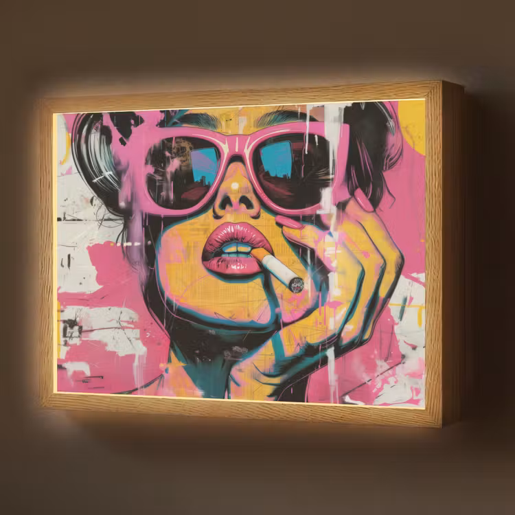 Lightbox - Wandlamp - Portret - Vrouw - Abstract - Zonnebril — 1
