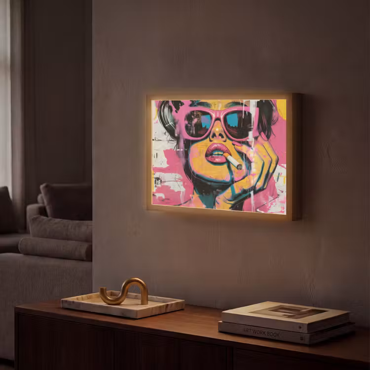 Lightbox - Wandlamp - Portret - Vrouw - Abstract - Zonnebril — 2