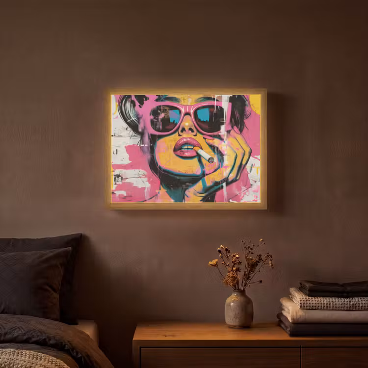 Lightbox - Wandlamp - Portret - Vrouw - Abstract - Zonnebril — 3