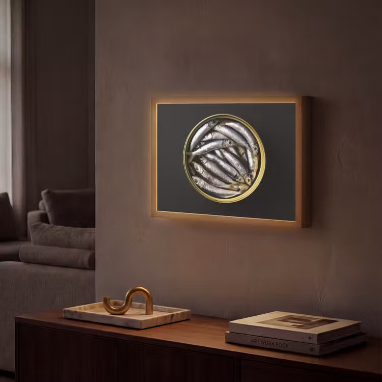 Lightbox - Wandlamp - Sardines - Vissen - Rond - Zwart — 2