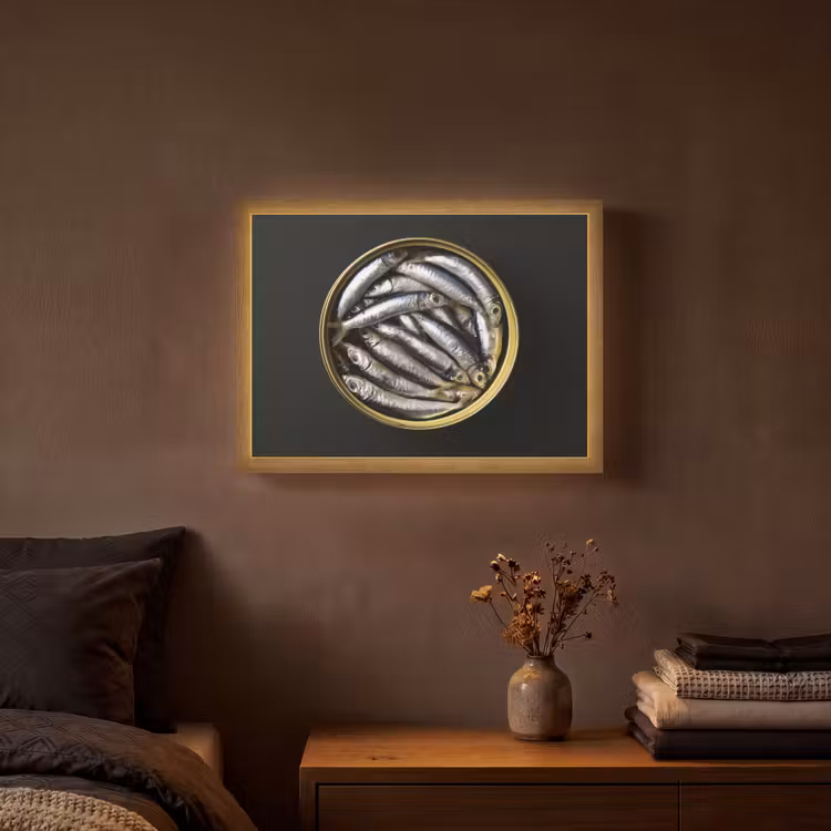 Lightbox - Wandlamp - Sardines - Vissen - Rond - Zwart — 3