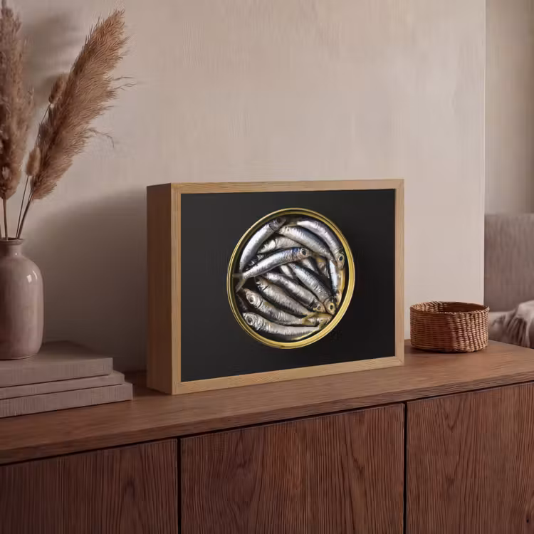 Lightbox - Wandlamp - Sardines - Vissen - Rond - Zwart — 4