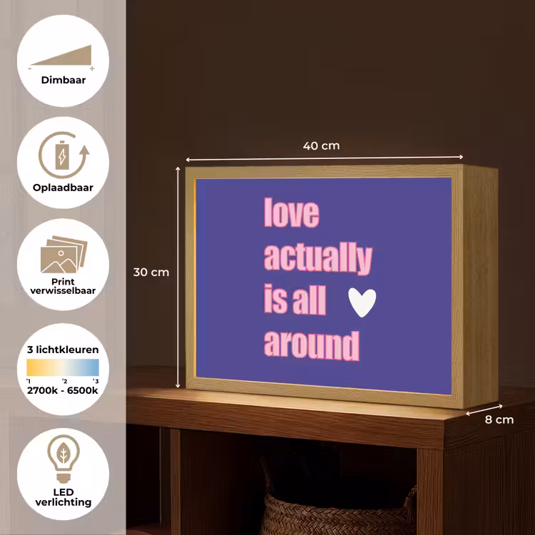 Lightbox - Wandlamp - Tekst - Valentijn - Love - Blauw — 10