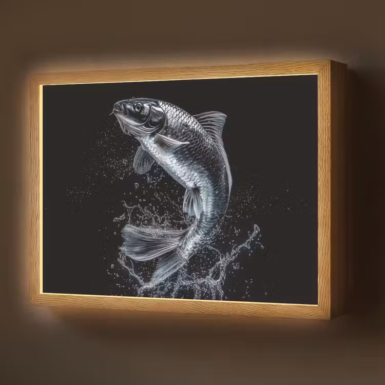 Lightbox - Wandlamp - Vis - Koi - Zwart - Water — 1