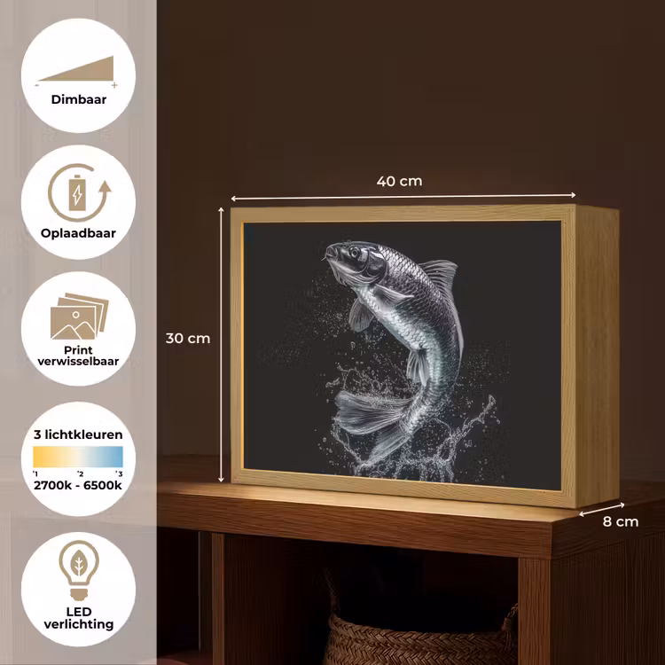 Lightbox - Wandlamp - Vis - Koi - Zwart - Water — 10