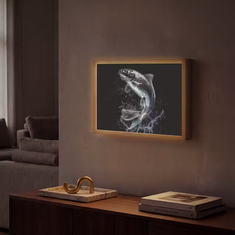 Lightbox - Wandlamp - Vis - Koi - Zwart - Water — 2