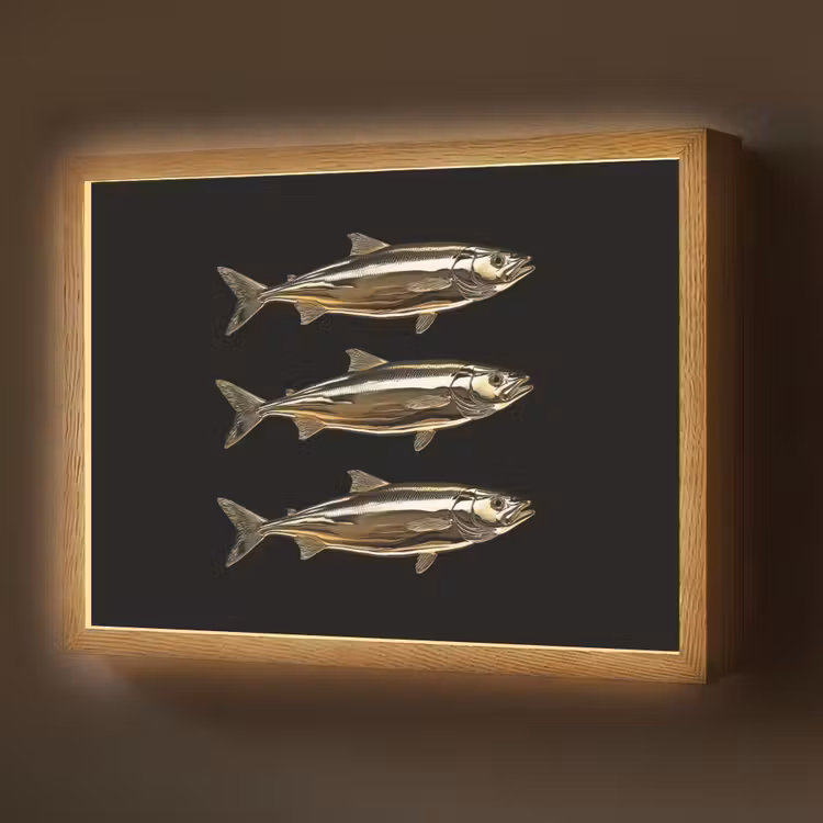 Lightbox - Wandlamp - Vissen - Goud - Zwart — 1