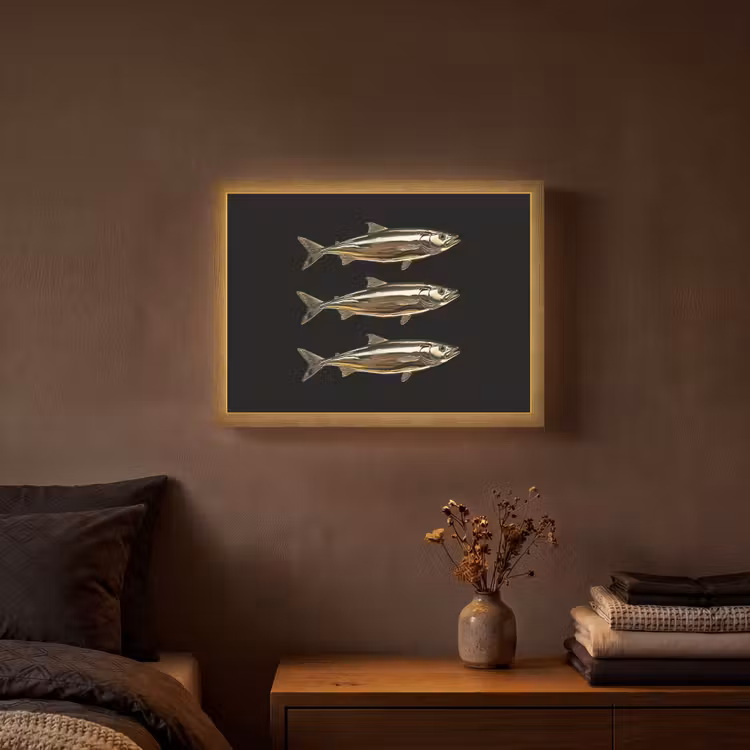 Lightbox - Wandlamp - Vissen - Goud - Zwart — 3