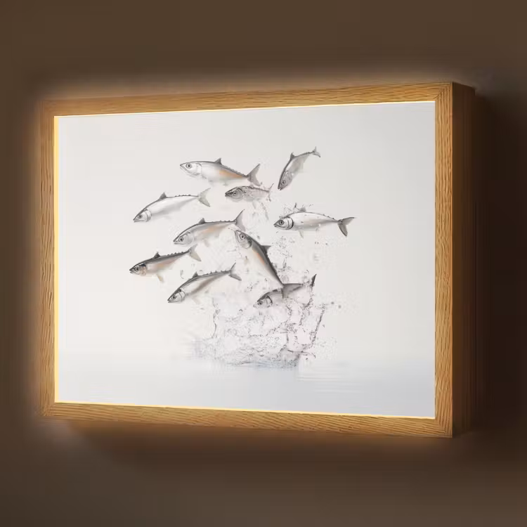 Lightbox - Wandlamp - Vissen - Water - Wit — 1