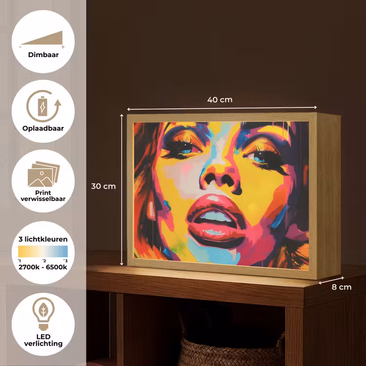 Lightbox - Wandlamp - Vrouw - Gezicht - Kleurrijk — 10
