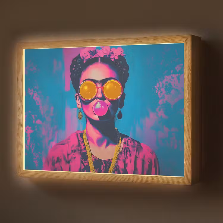 Lightbox - Wandlamp - Vrouw - Kauwgom - Zonnebril - Oranje — 1