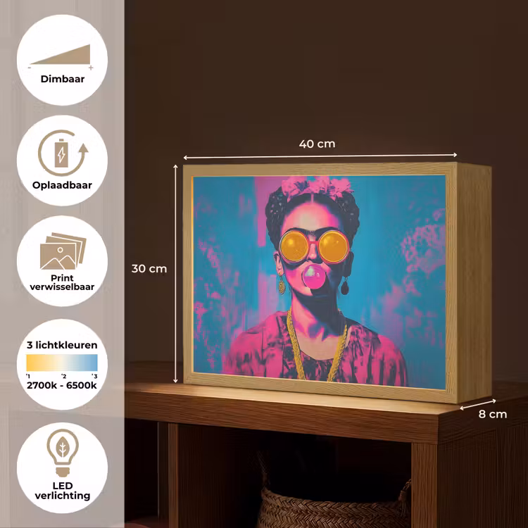Lightbox - Wandlamp - Vrouw - Kauwgom - Zonnebril - Oranje — 10