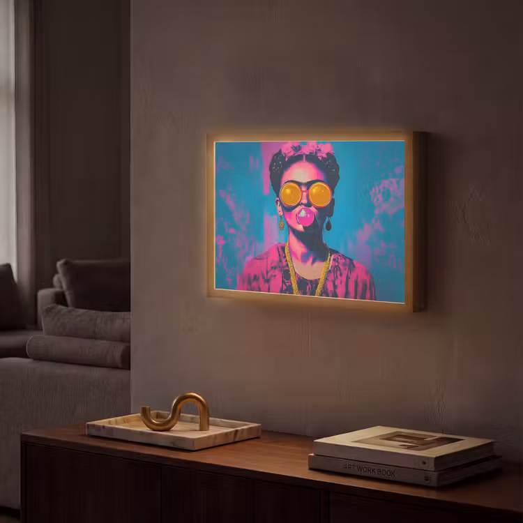 Lightbox - Wandlamp - Vrouw - Kauwgom - Zonnebril - Oranje — 2