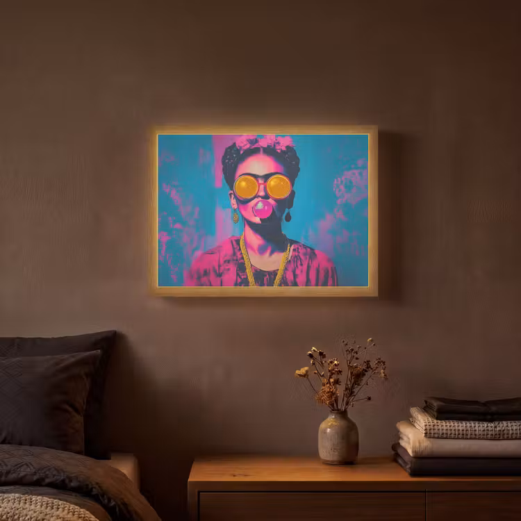 Lightbox - Wandlamp - Vrouw - Kauwgom - Zonnebril - Oranje — 3