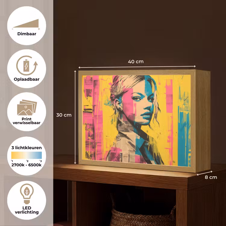 Lightbox - Wandlamp - Vrouw - Verfstrepen - Gekleurd — 10