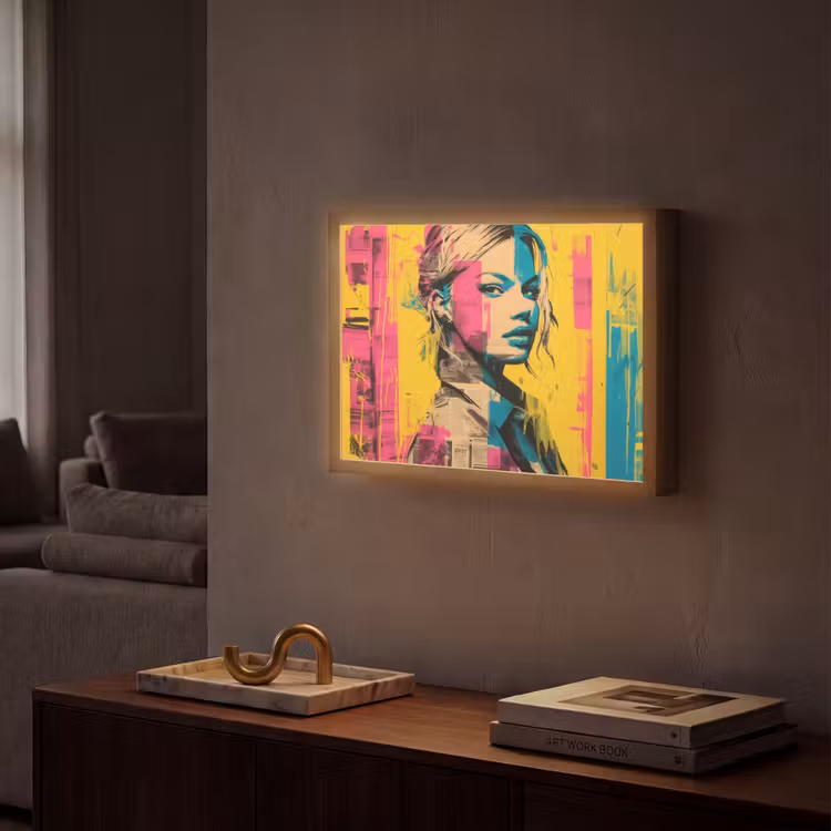 Lightbox - Wandlamp - Vrouw - Verfstrepen - Gekleurd — 2