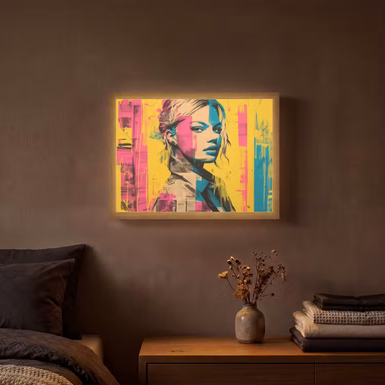 Lightbox - Wandlamp - Vrouw - Verfstrepen - Gekleurd — 3