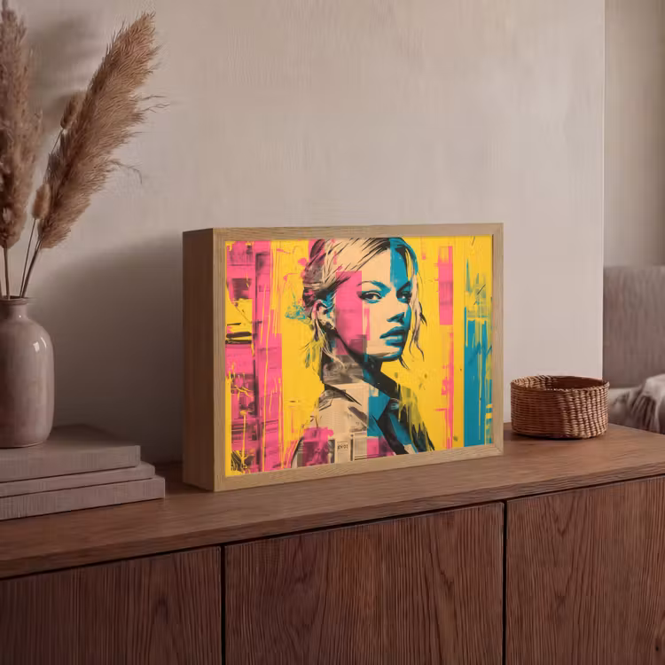 Lightbox - Wandlamp - Vrouw - Verfstrepen - Gekleurd — 4