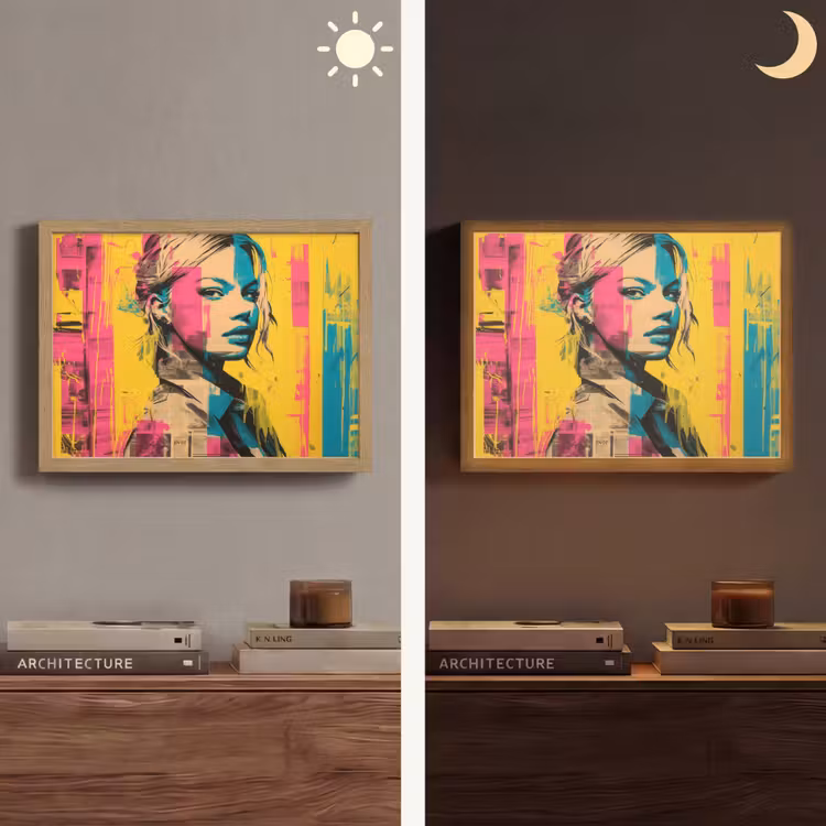 Lightbox - Wandlamp - Vrouw - Verfstrepen - Gekleurd — 6