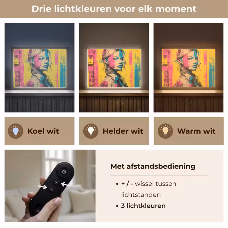 Lightbox - Wandlamp - Vrouw - Verfstrepen - Gekleurd — 8