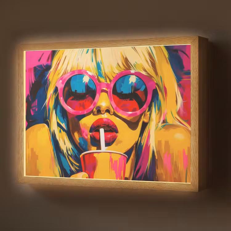 Lightbox - Wandlamp - Zonnebril - Roze - Vrouw - Rietje — 1