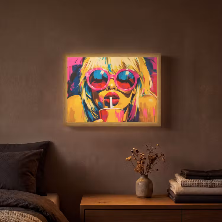 Lightbox - Wandlamp - Zonnebril - Roze - Vrouw - Rietje — 3